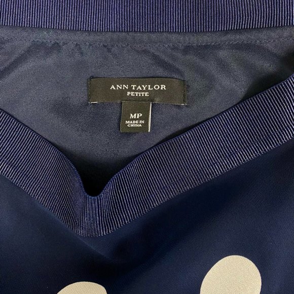 Ann Taylor Navy Blue White Polka Dot Long Maxi Skirt Size Medium Petite - Picture 4 of 7